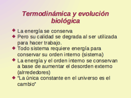 Termodinámica y evolución