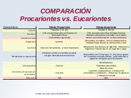 Comparación con los procariontes