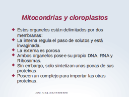 Organelos ocn membrana doble: mitocondrias y cloroplasto
